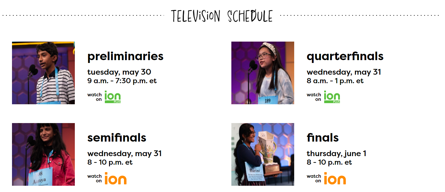 2023 spellng bee TV schedule